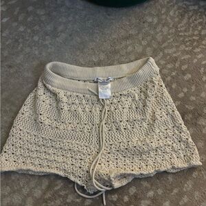 reformation  Cream Crochet Shorts